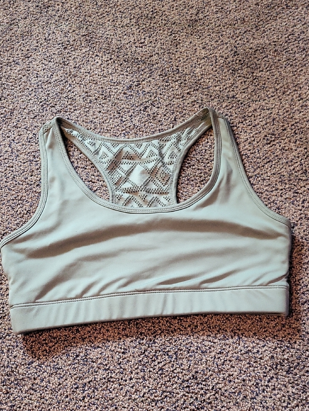 ZYIA Sage Green Crochet-Back Sports Bra